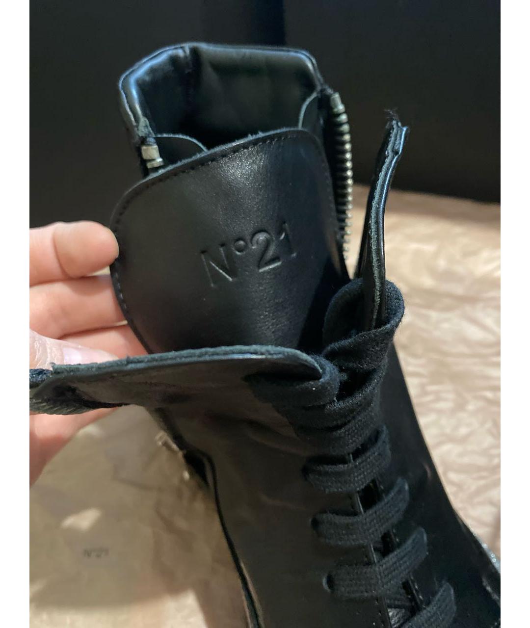NO. 21 Черные кожаные высокие ботинки, фото 5