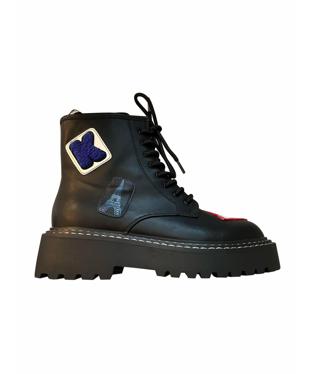 KARL LAGERFELD Черные ботинки из искусственной кожи, фото 1