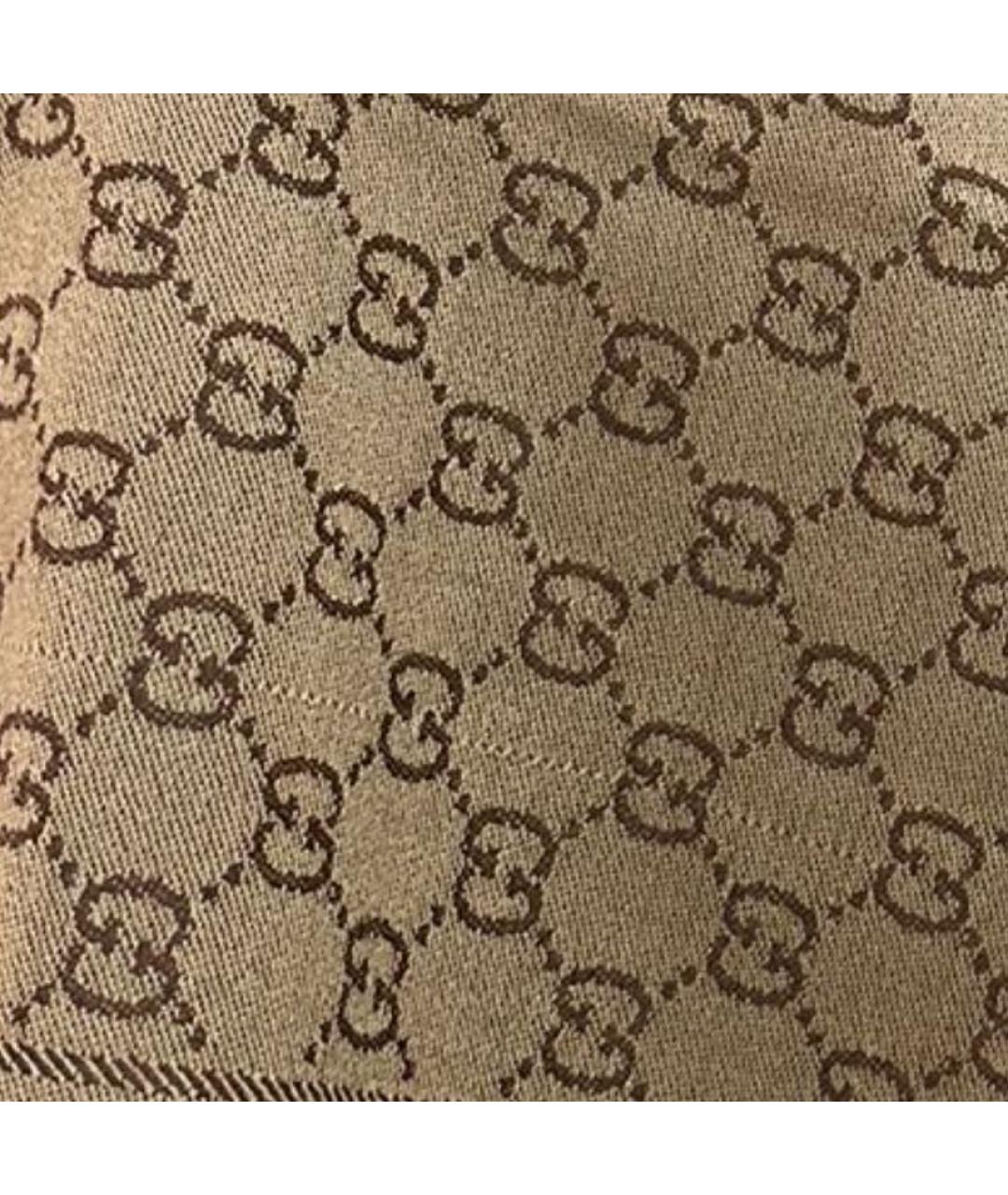 GUCCI Коричневый шерстяной шарф, фото 8