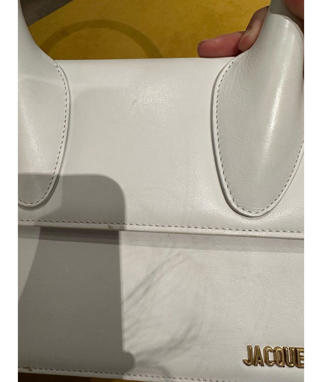 JACQUEMUS Белая кожаная сумка с короткими ручками, фото 8