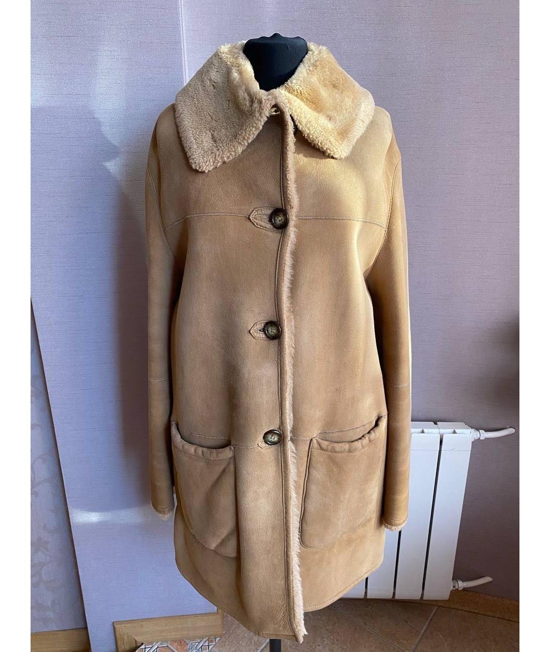 MAX MARA Бежевая замшевая дубленка, фото 5