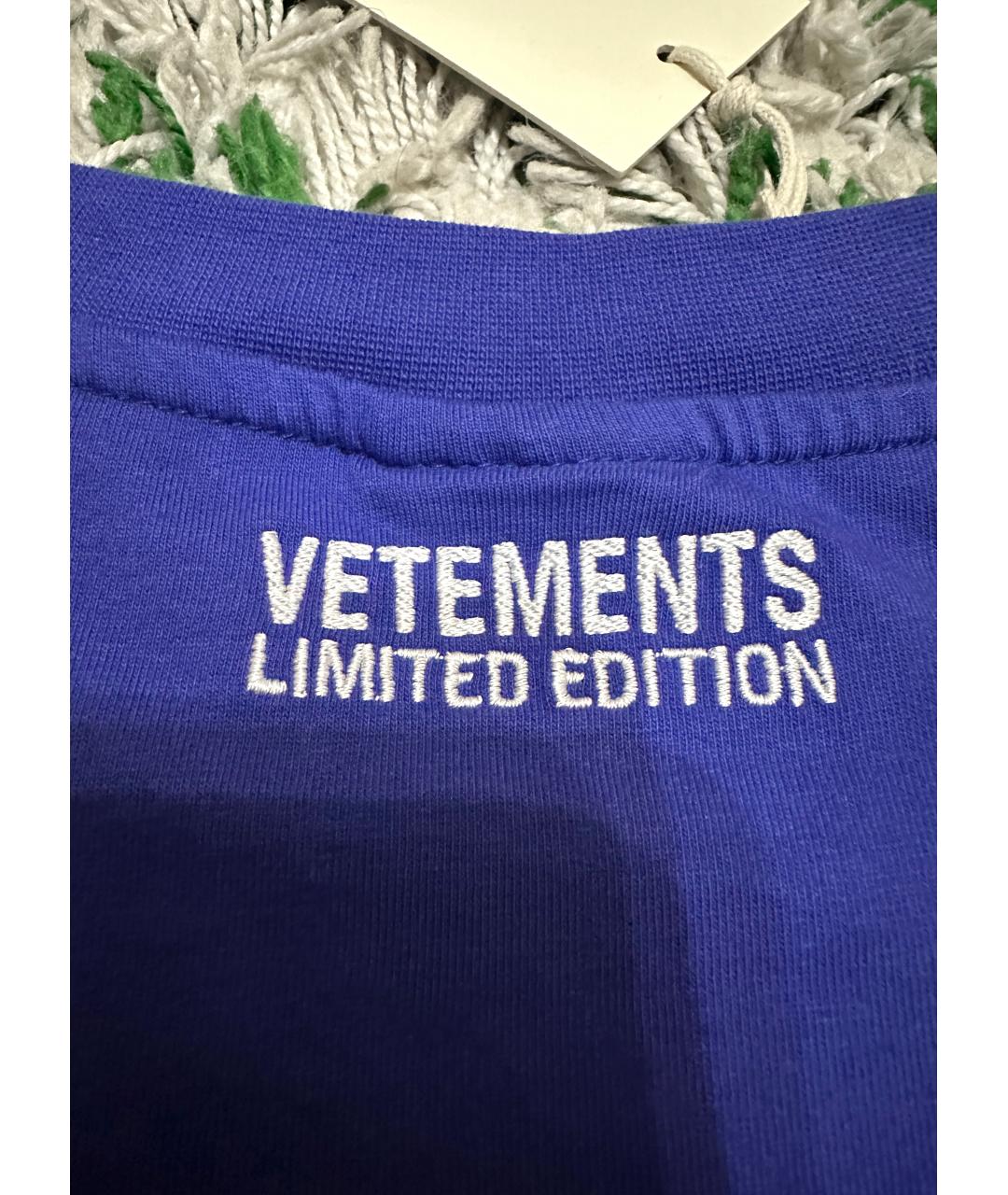 VETEMENTS Синяя хлопковая футболка, фото 5