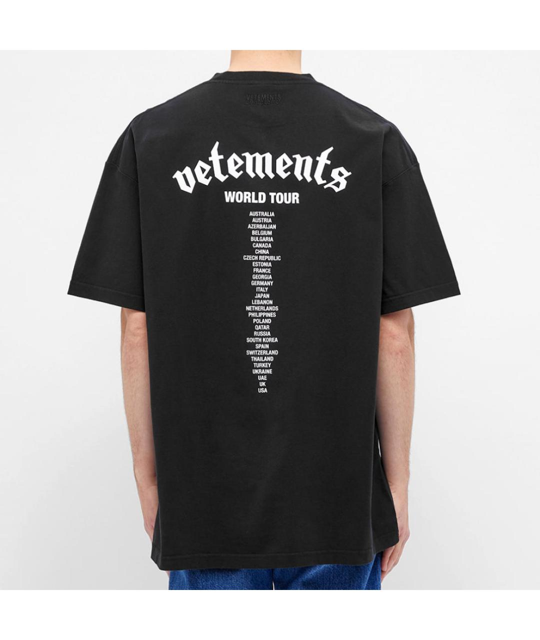 VETEMENTS Черная хлопковая футболка, фото 7