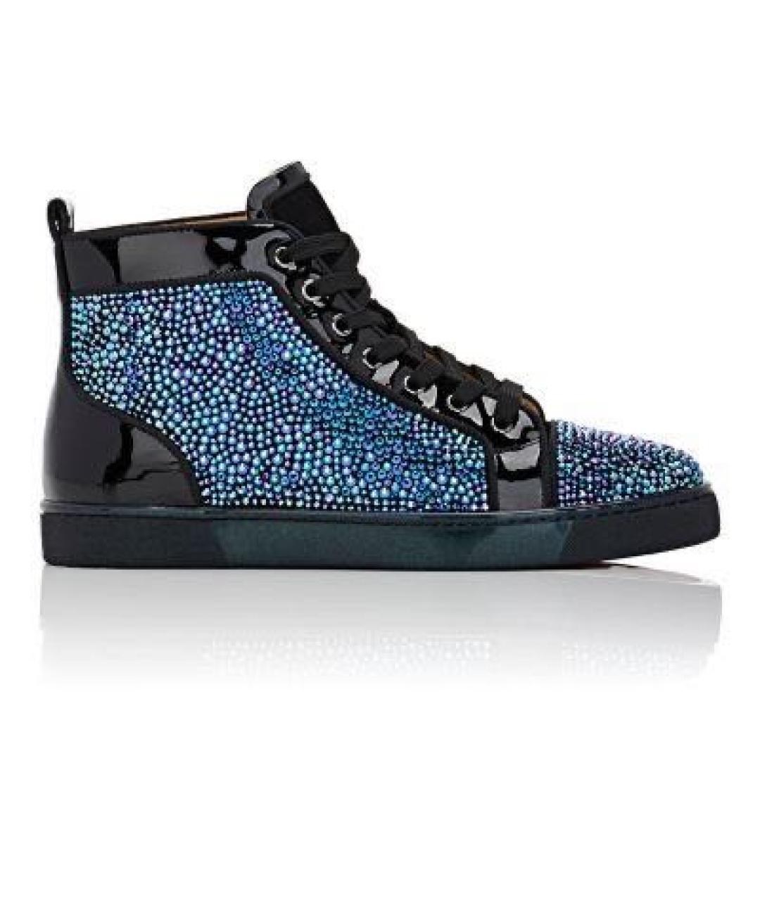 CHRISTIAN LOUBOUTIN Черные высокие кроссовки / кеды из лакированной кожи, фото 9