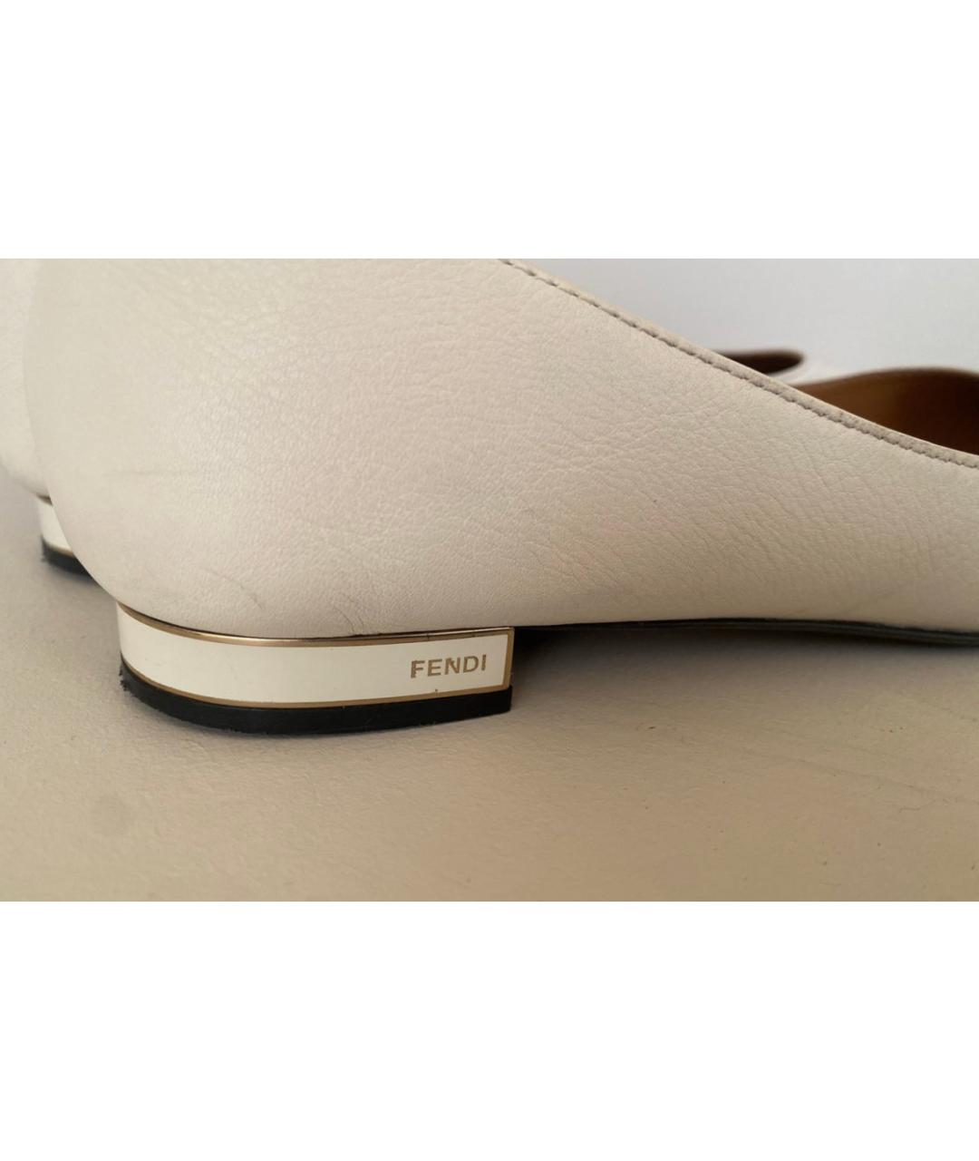FENDI Белые кожаные туфли, фото 4