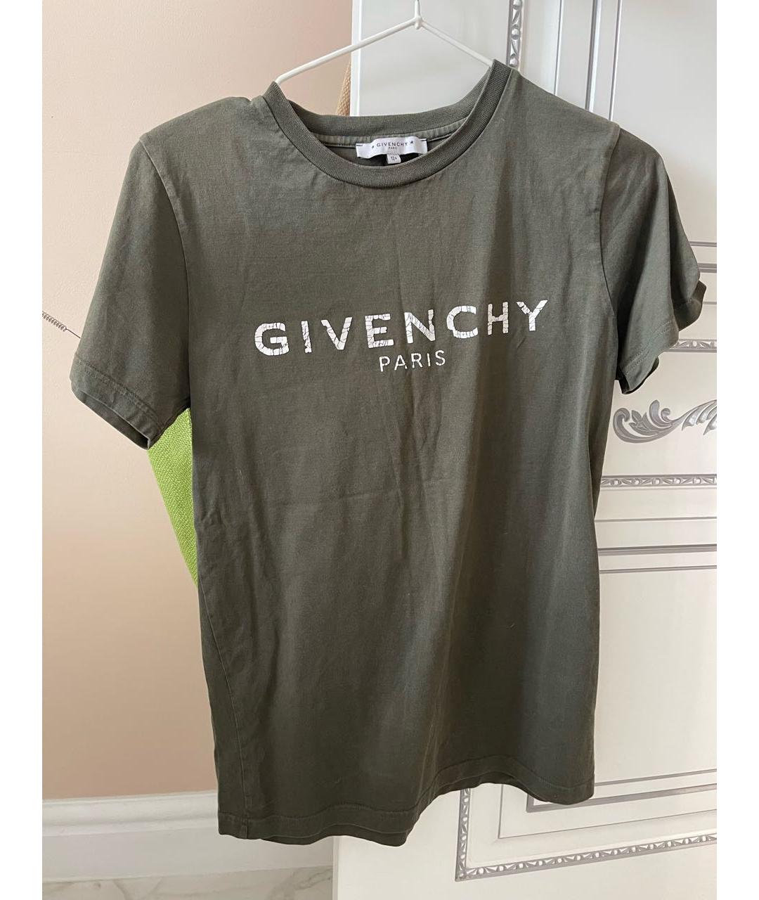 GIVENCHY Хаки хлопковая футболка, фото 4