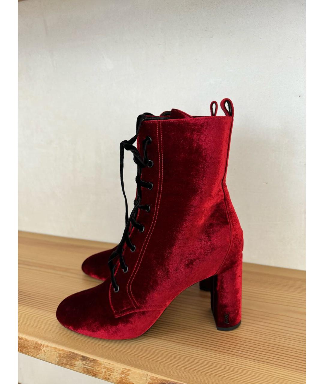 SAINT LAURENT Бордовые ботинки, фото 4