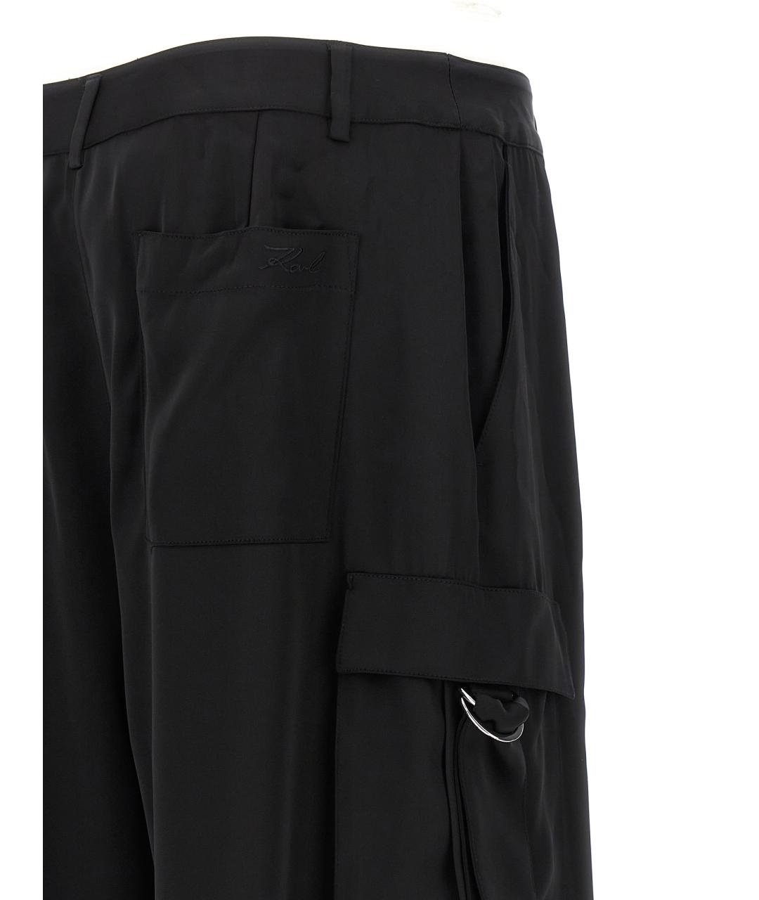 KARL LAGERFELD Черные полиэстеровые прямые брюки, фото 4