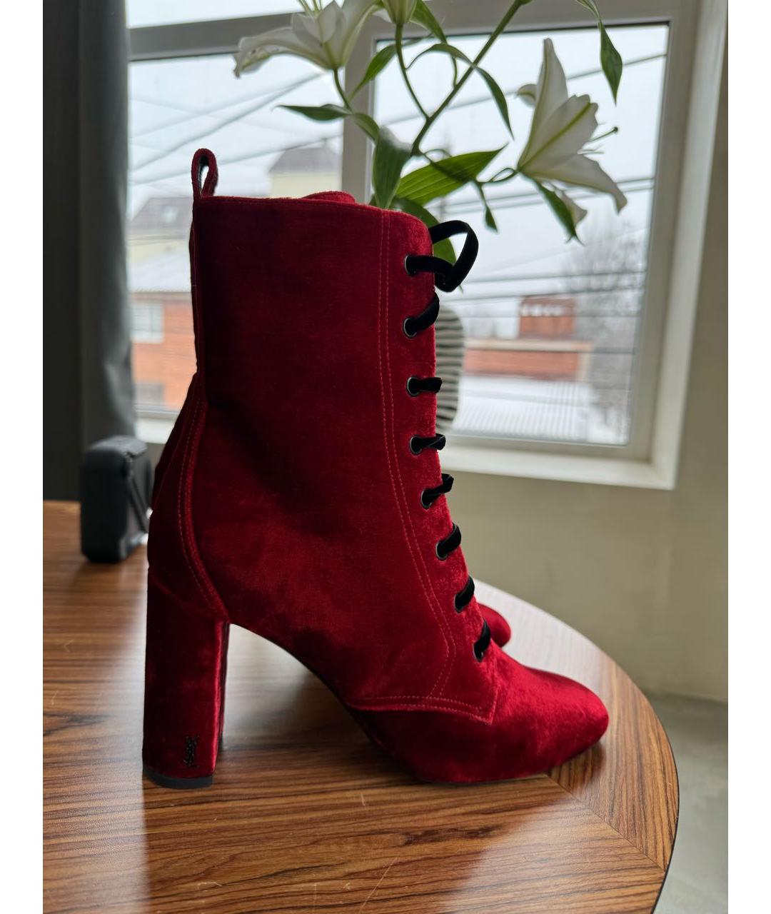 SAINT LAURENT Бордовые ботинки, фото 2