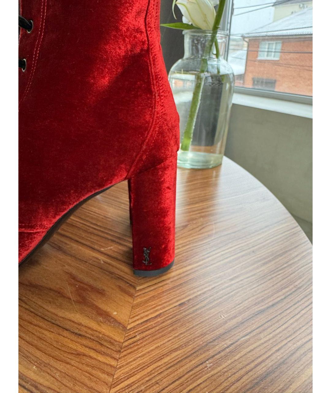 SAINT LAURENT Бордовые ботинки, фото 7