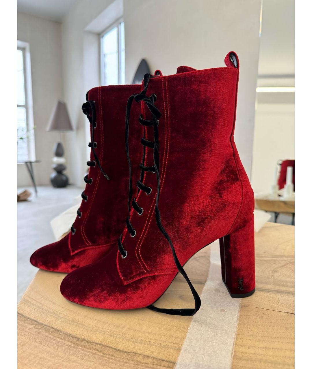 SAINT LAURENT Бордовые ботинки, фото 8