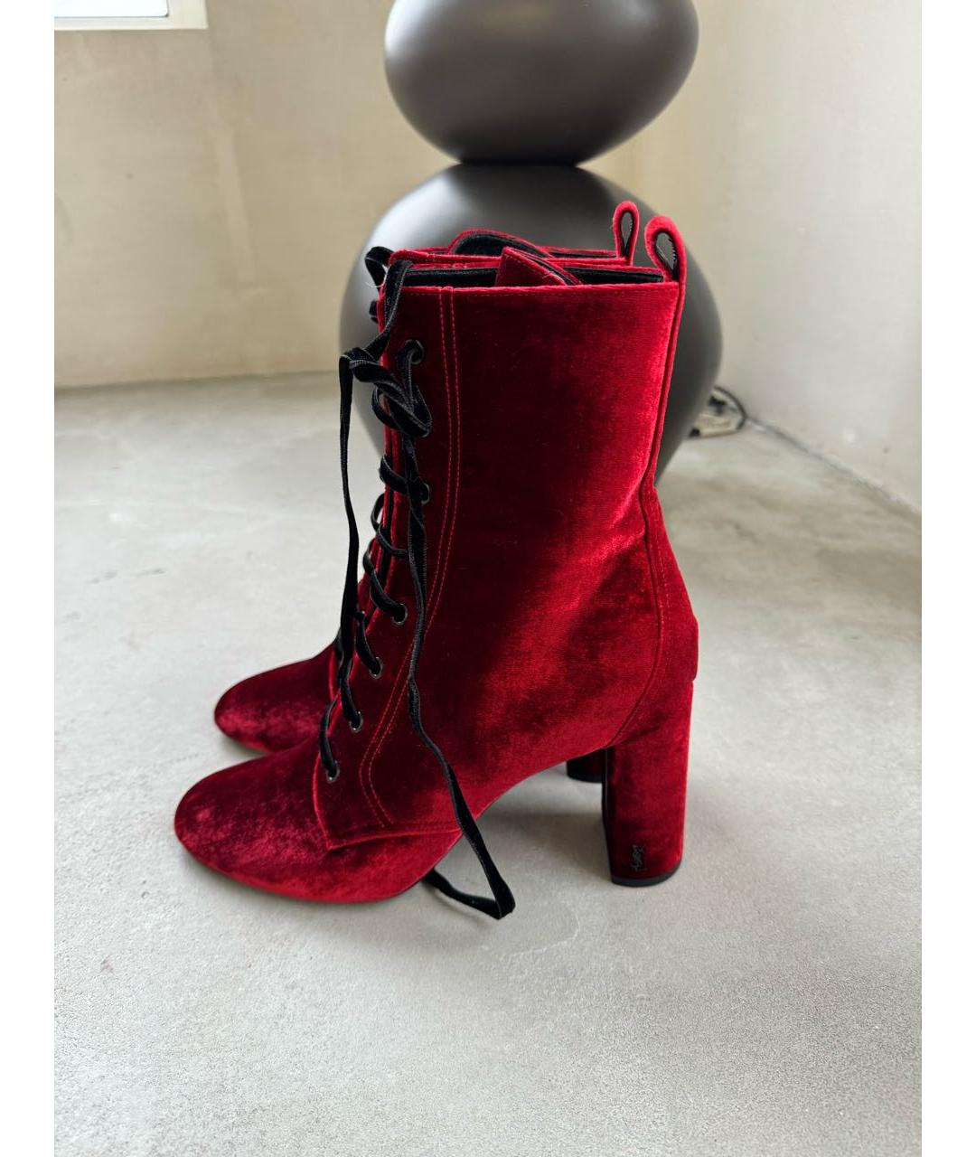 SAINT LAURENT Бордовые ботинки, фото 6