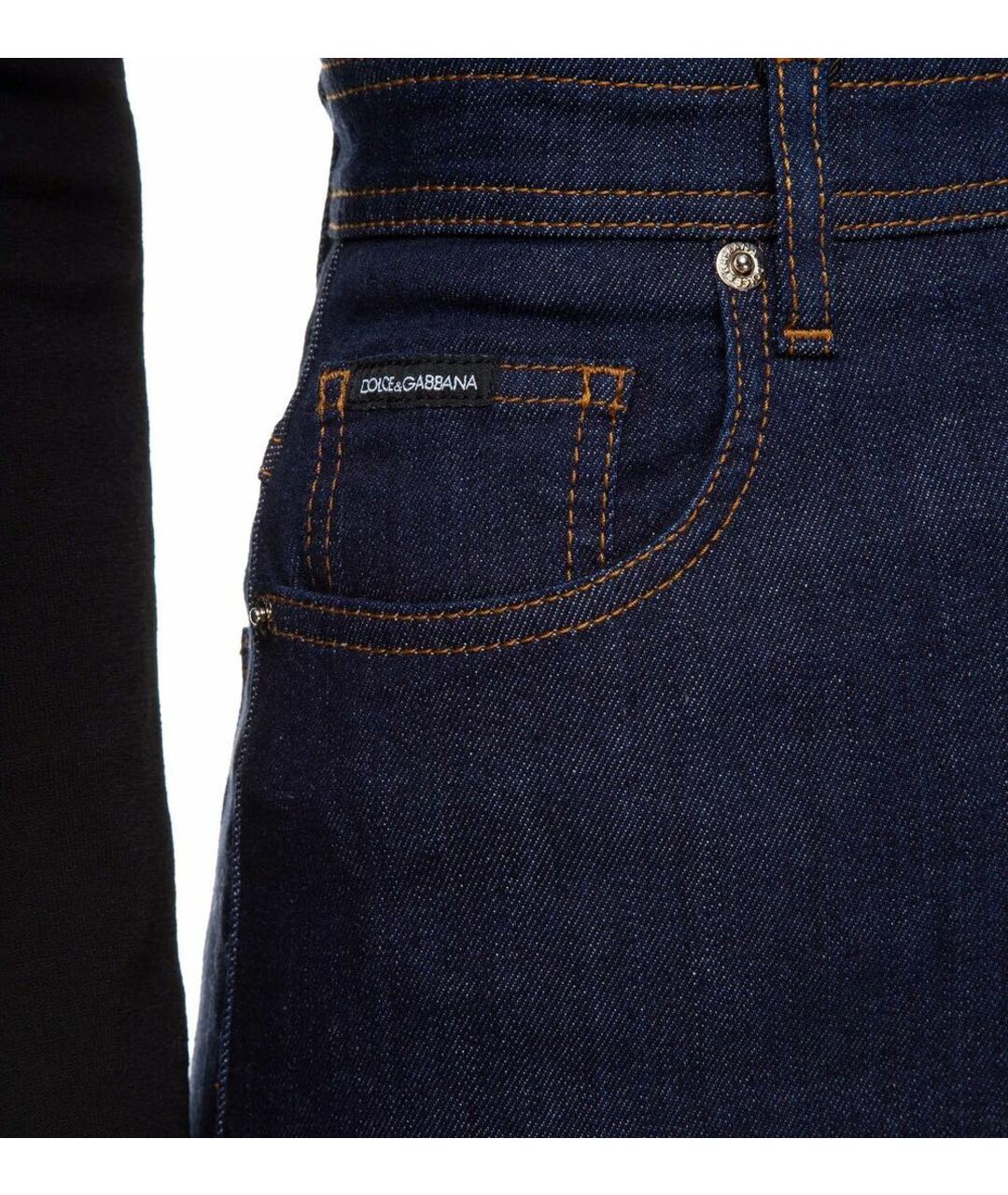 DOLCE&GABBANA Темно-синие хлопковые джинсы слим, фото 2