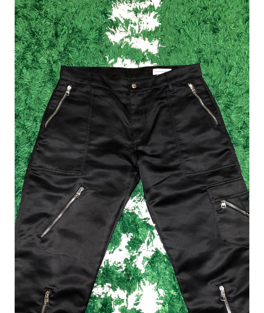 ALEXANDER MCQUEEN Черные хлопковые повседневные брюки, фото 9