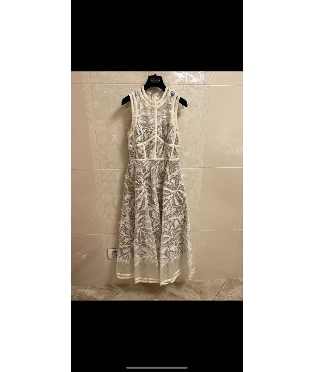 ELIE SAAB Белое сетчатое коктейльное платье, фото 5