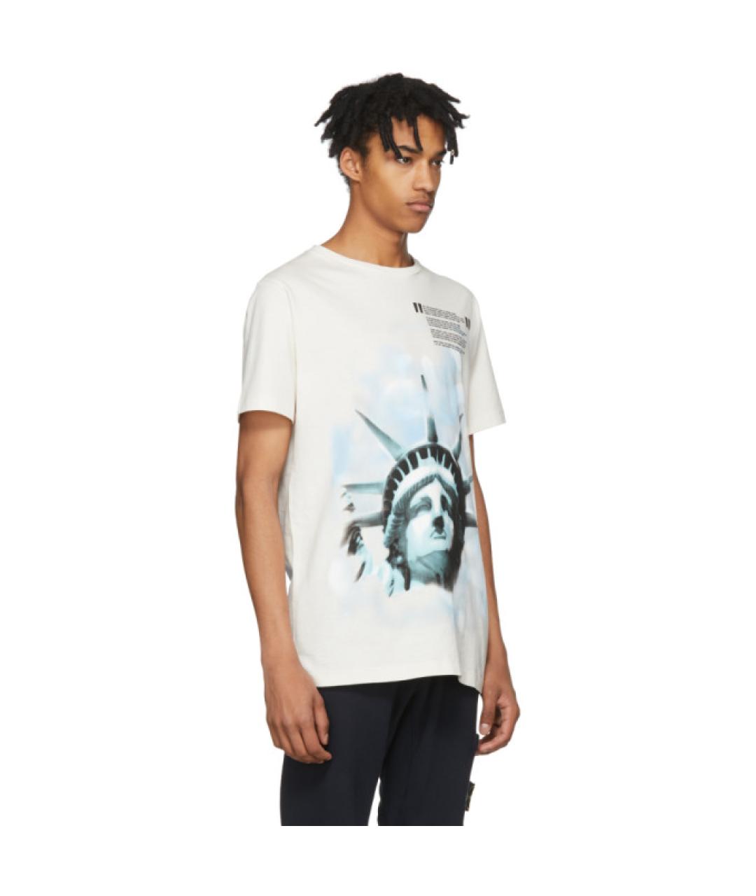 OFF-WHITE Белая хлопковая футболка, фото 8