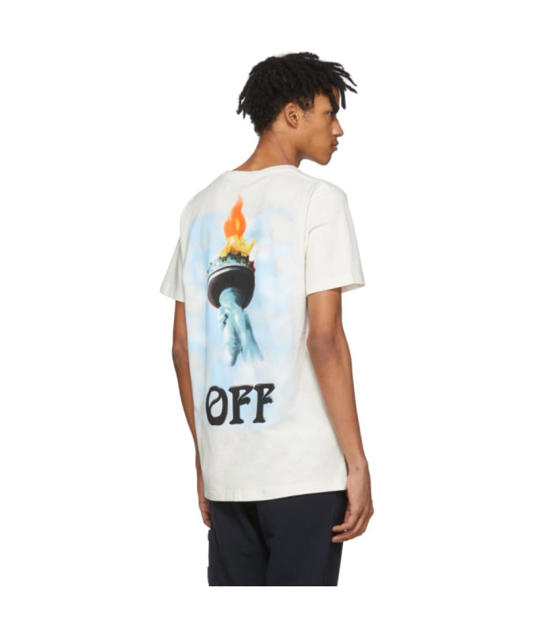 OFF-WHITE Белая хлопковая футболка, фото 7