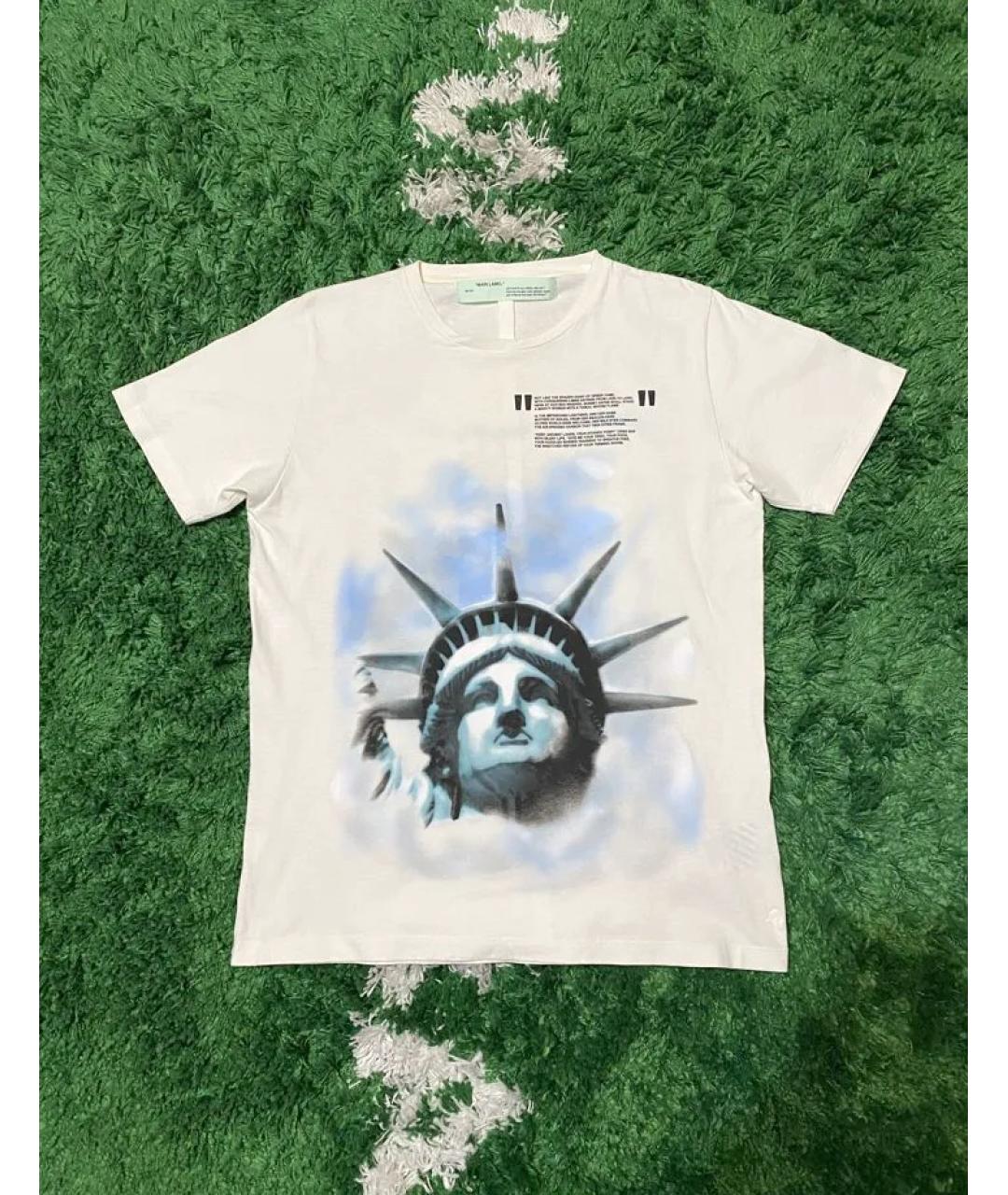 OFF-WHITE Белая хлопковая футболка, фото 2