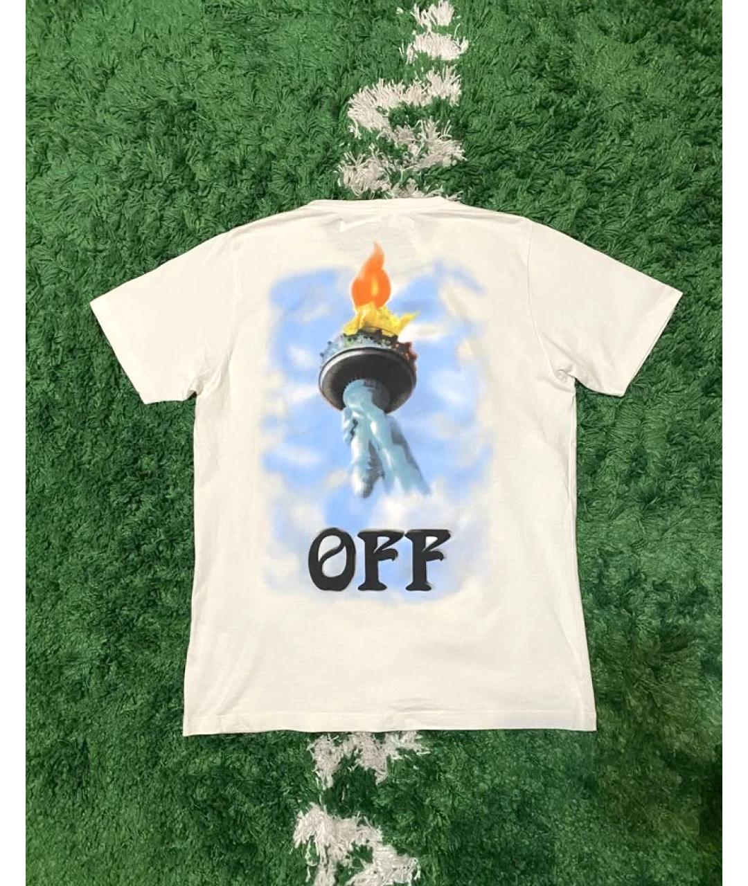 OFF-WHITE Белая хлопковая футболка, фото 3