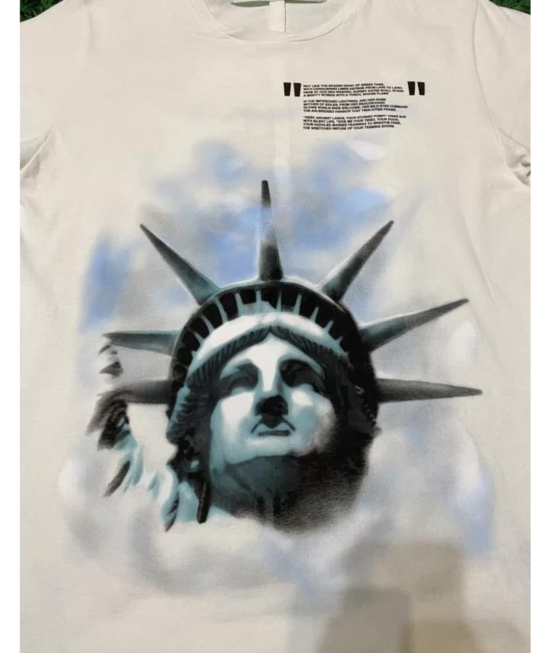 OFF-WHITE Белая хлопковая футболка, фото 5