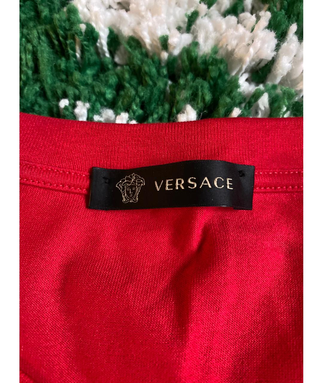 VERSACE Красная хлопковая футболка, фото 3