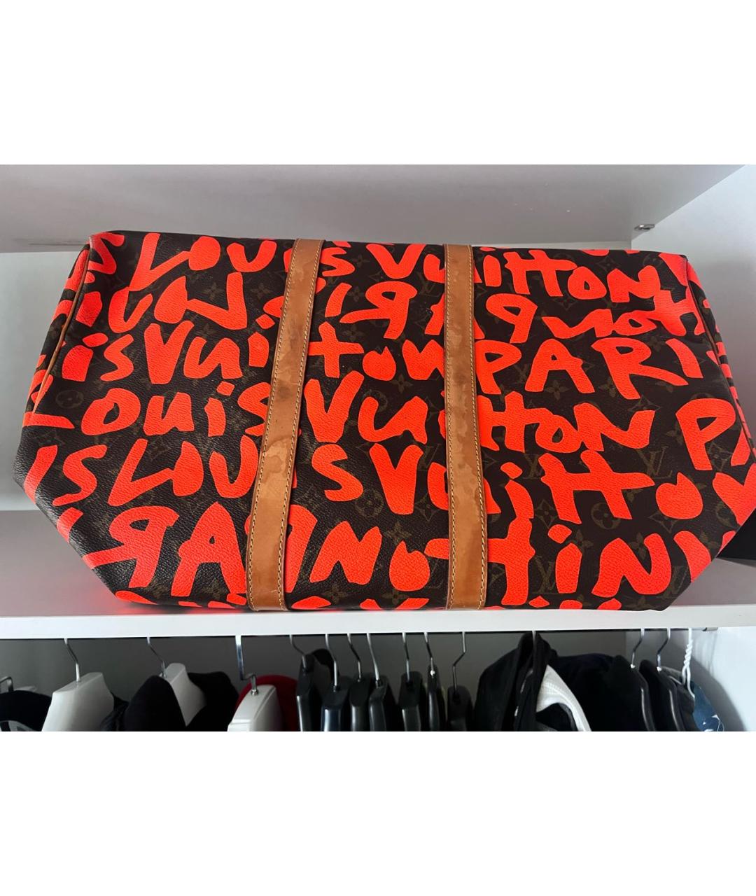 LOUIS VUITTON Красная кожаная дорожная/спортивная сумка, фото 8