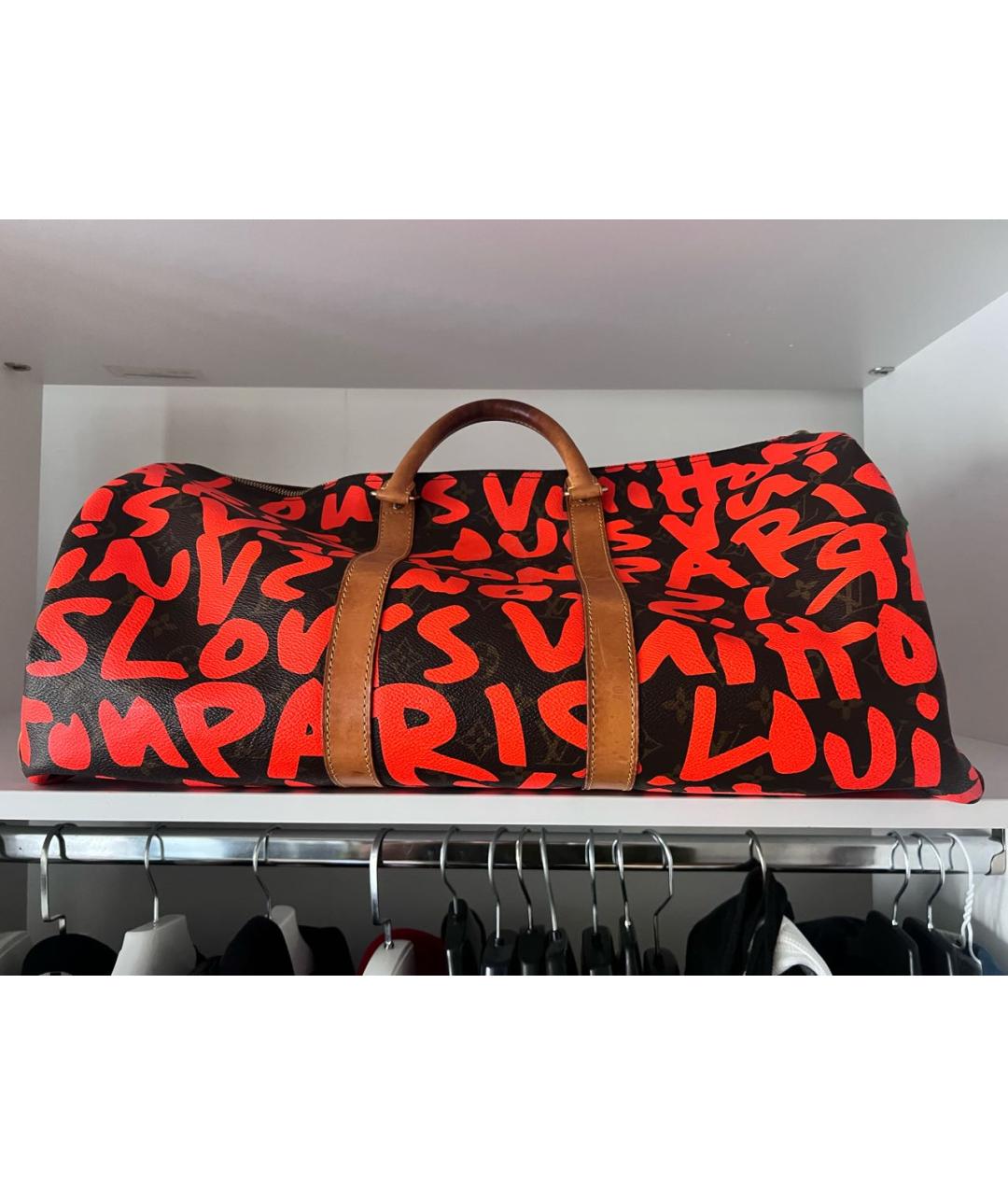 LOUIS VUITTON Красная кожаная дорожная/спортивная сумка, фото 7
