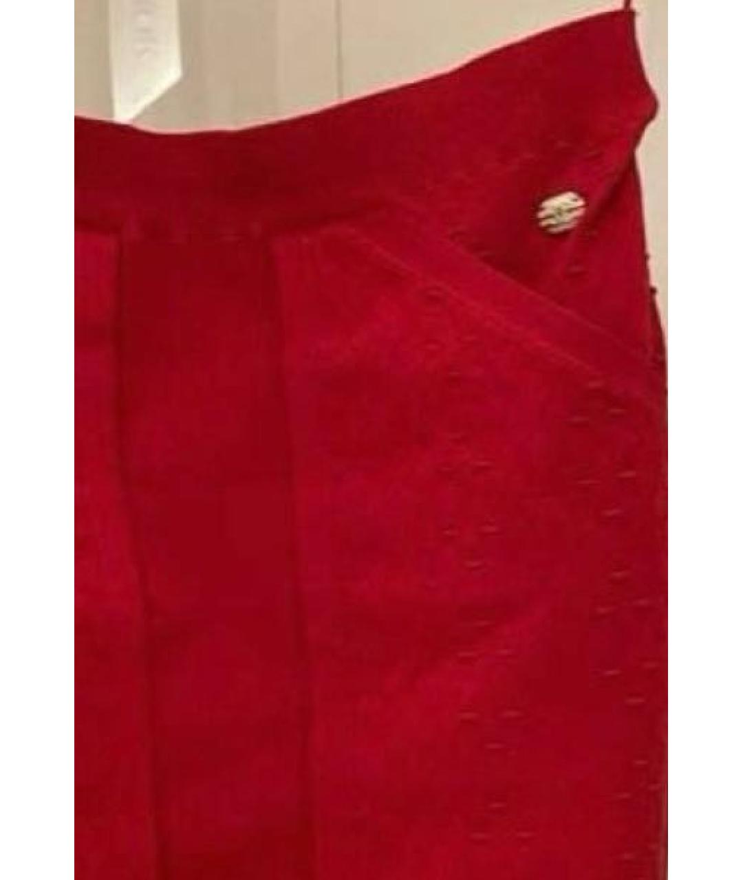 CHANEL PRE-OWNED Красная хлопко-эластановая юбка миди, фото 2