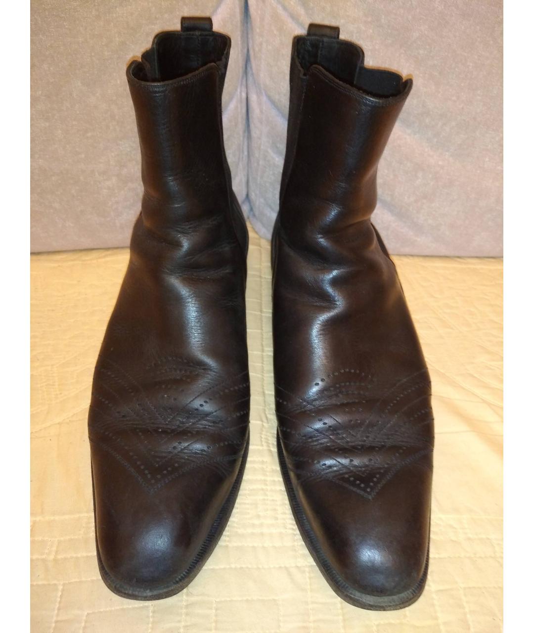 SERGIO ROSSI Черные кожаные высокие ботинки, фото 2