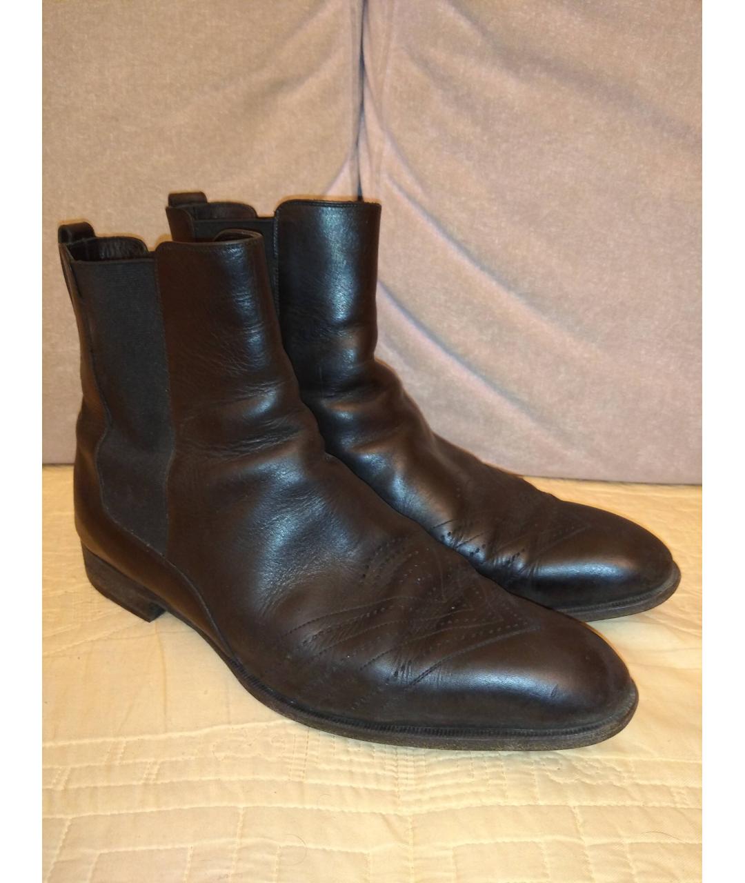 SERGIO ROSSI Черные кожаные высокие ботинки, фото 9