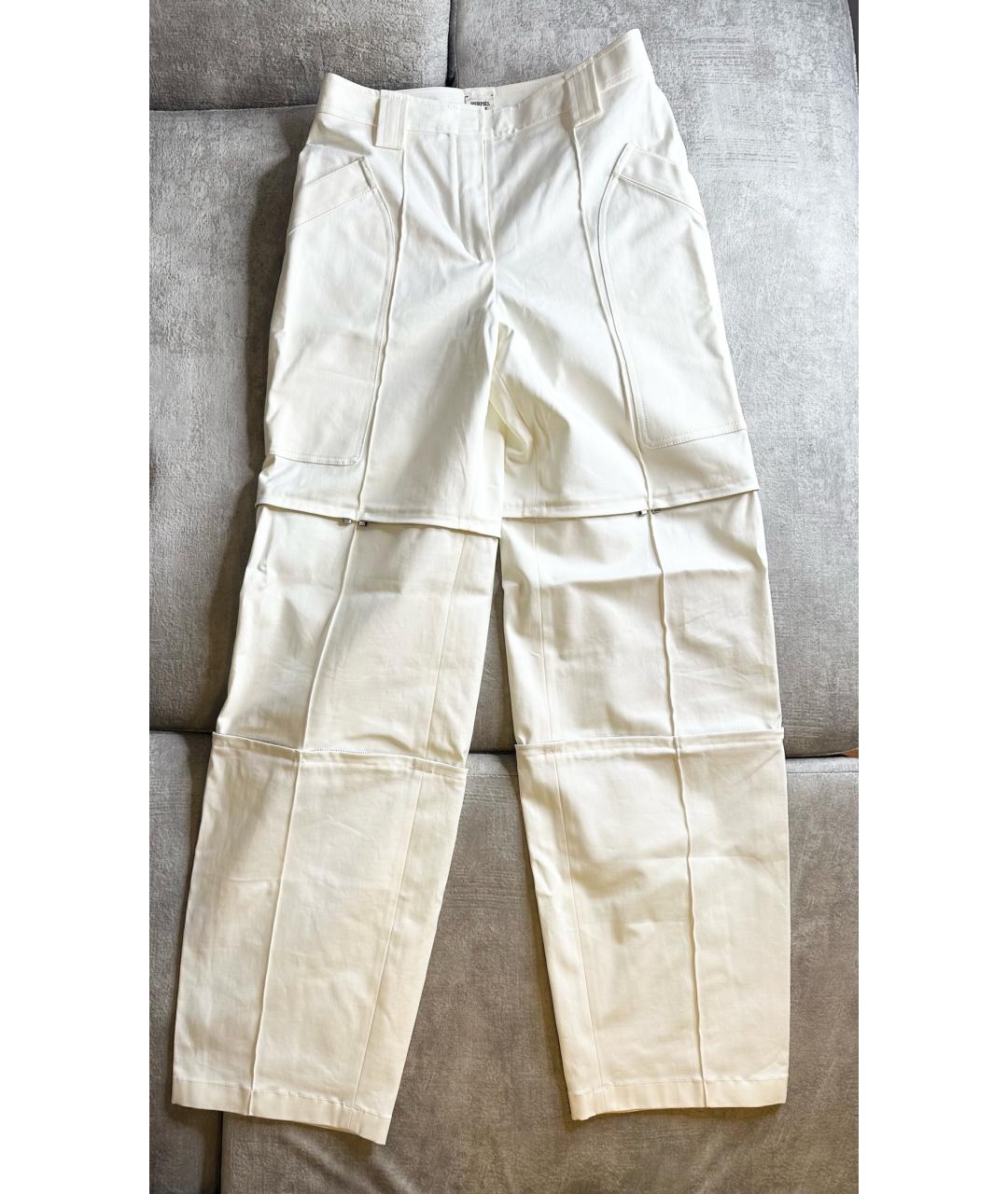 HERMES Белые хлопковые брюки широкие, фото 5