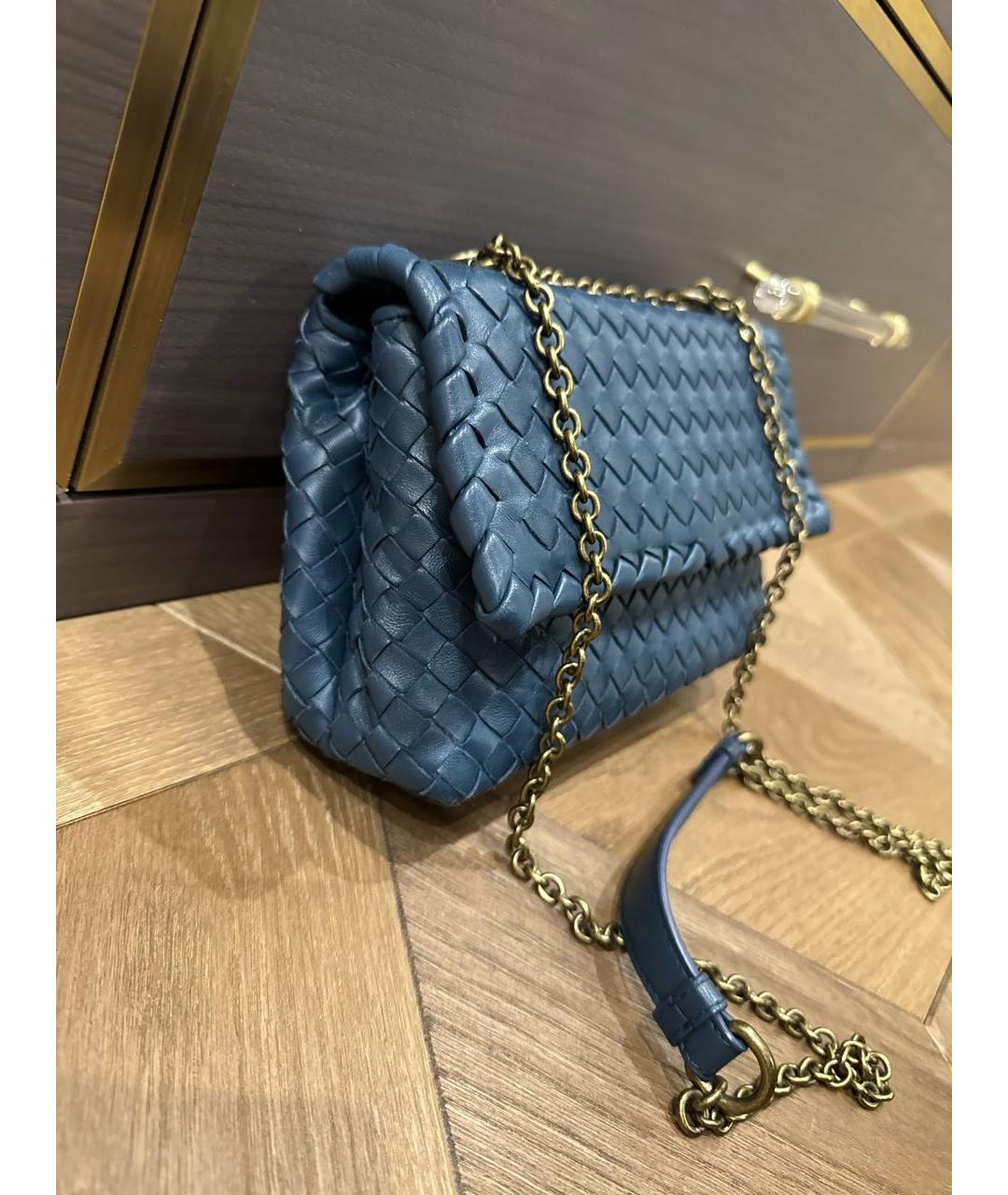 BOTTEGA VENETA Синяя кожаная сумка через плечо, фото 2