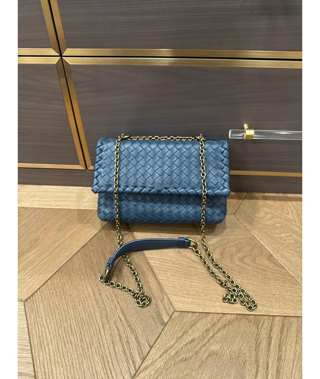 BOTTEGA VENETA Синяя кожаная сумка через плечо, фото 5