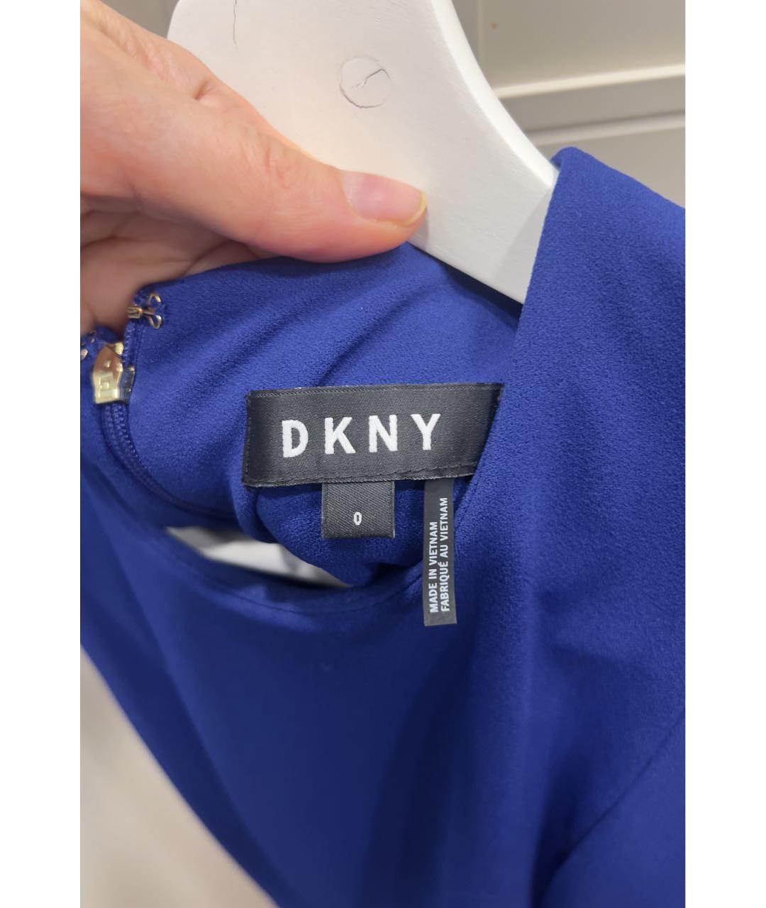 DKNY Синее полиэстеровое повседневное платье, фото 3
