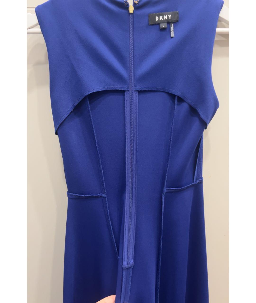 DKNY Синее полиэстеровое повседневное платье, фото 7