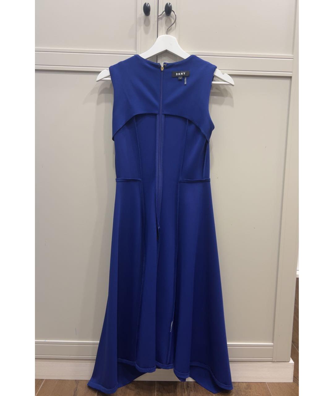DKNY Синее полиэстеровое повседневное платье, фото 8
