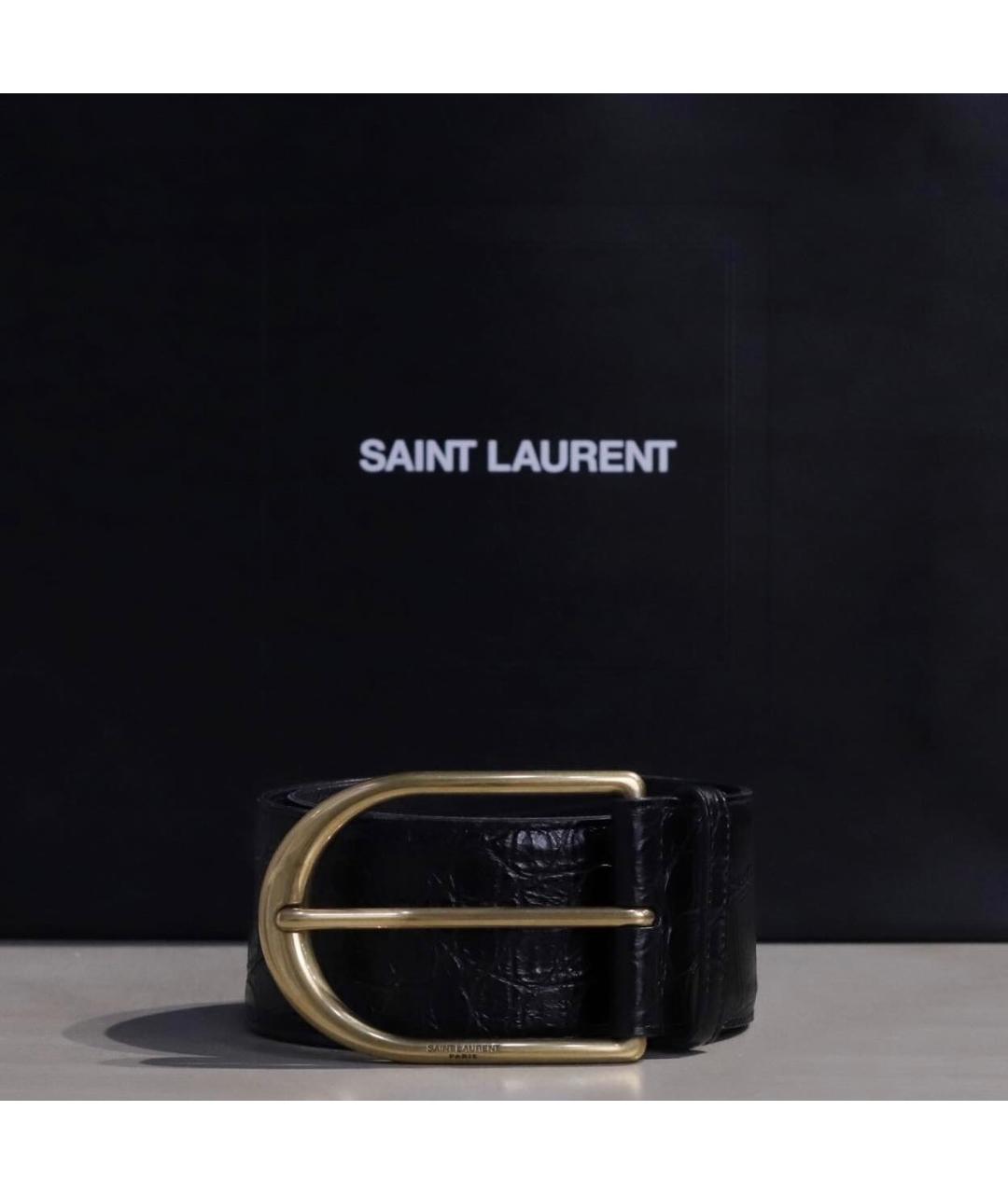 SAINT LAURENT Черный кожаный ремень, фото 2
