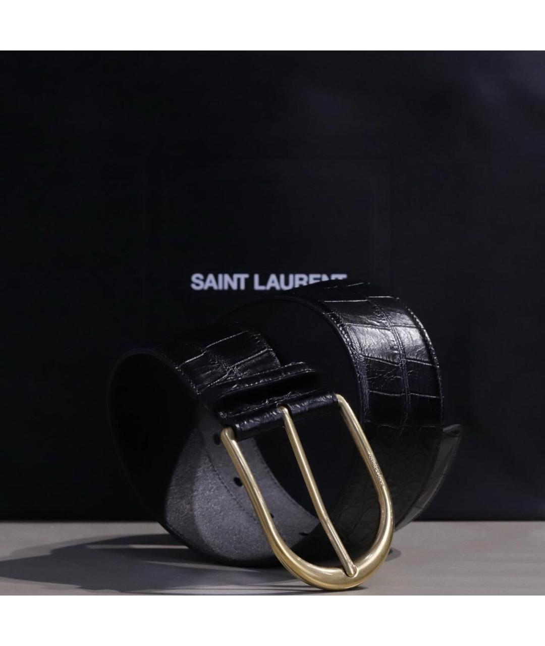 SAINT LAURENT Черный кожаный ремень, фото 3