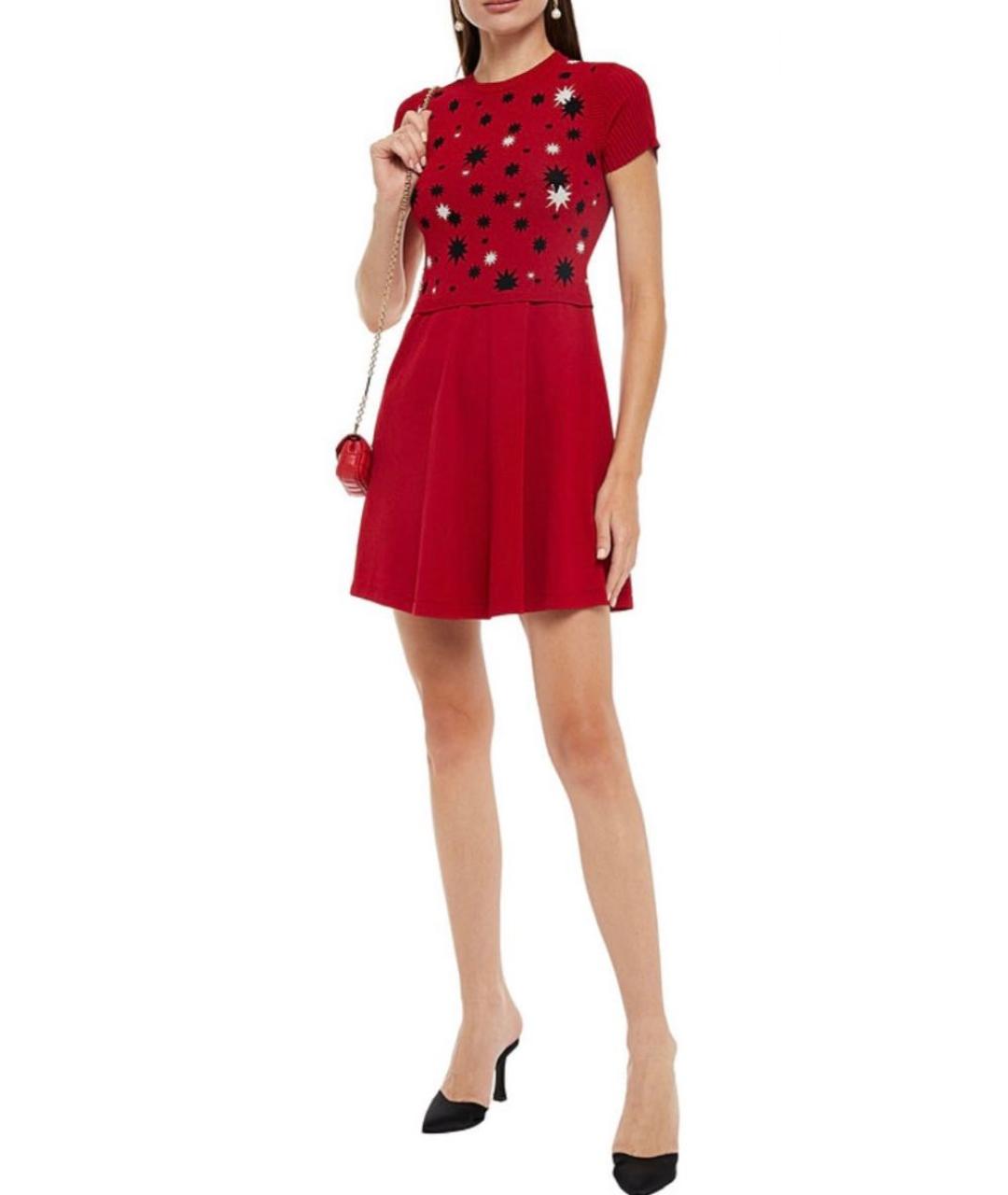 RED VALENTINO Красное вискозное повседневное платье, фото 8