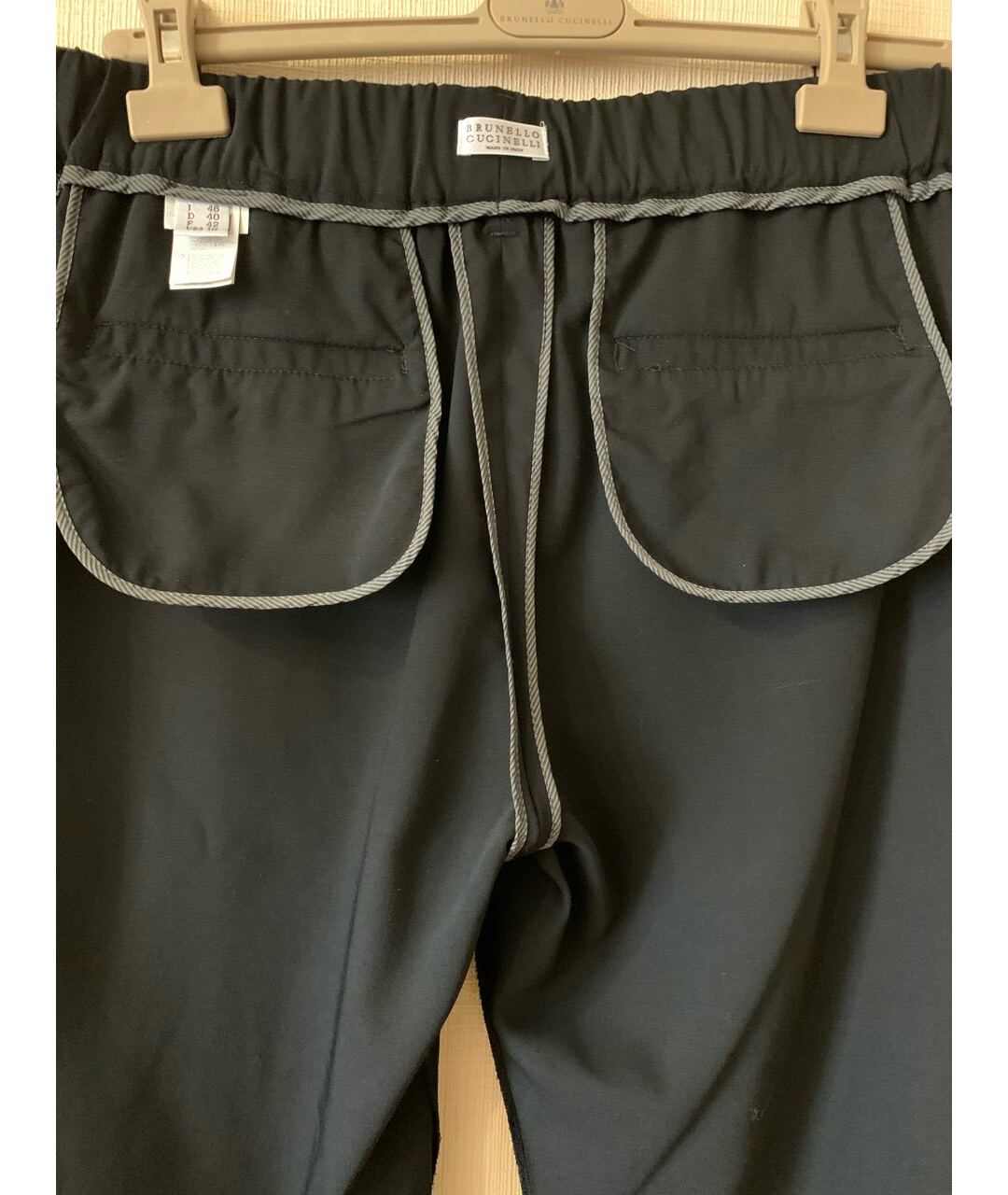 BRUNELLO CUCINELLI Черные шерстяные прямые брюки, фото 3