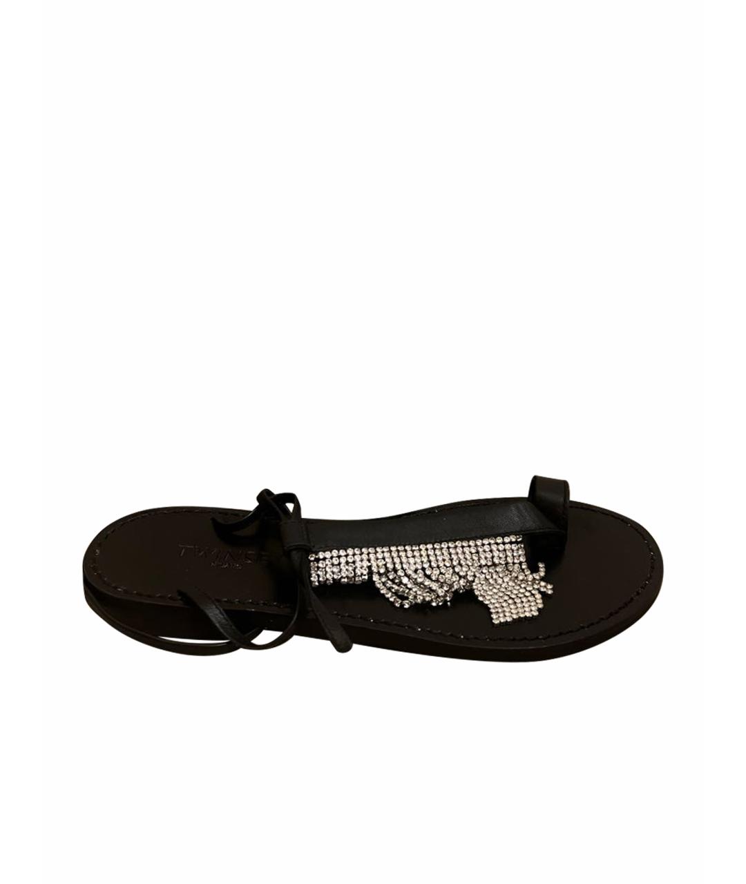 TWIN-SET Черные кожаные сандалии, фото 1