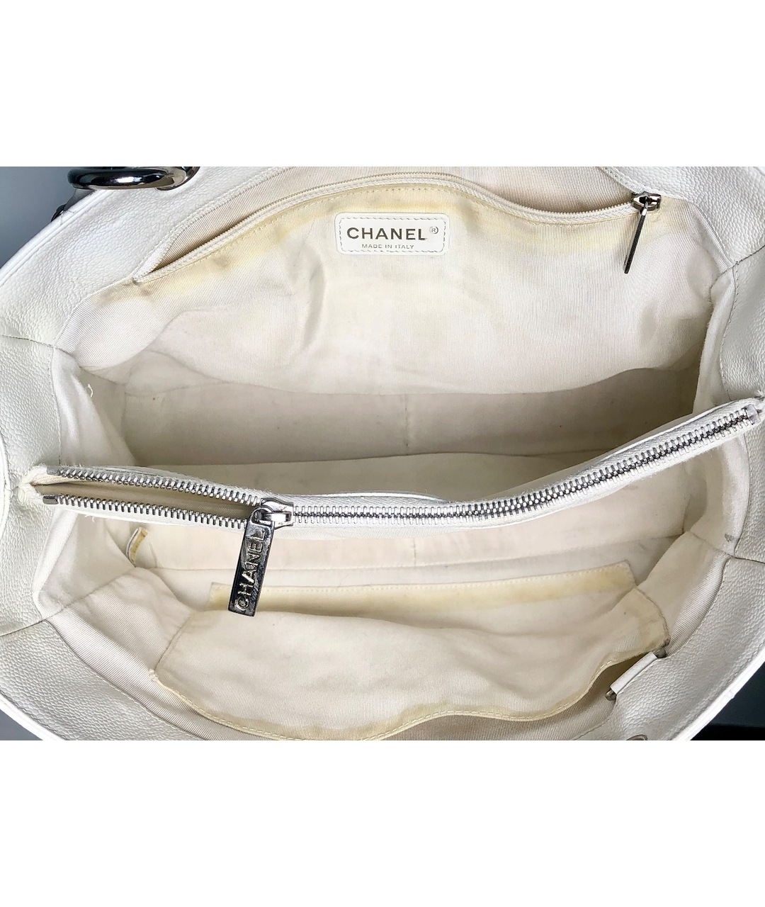 CHANEL PRE-OWNED Белая кожаная сумка тоут, фото 4