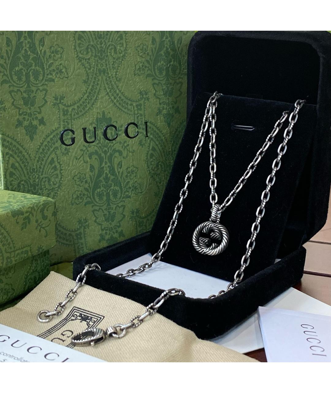 GUCCI Серебряное колье из белого золота, фото 2