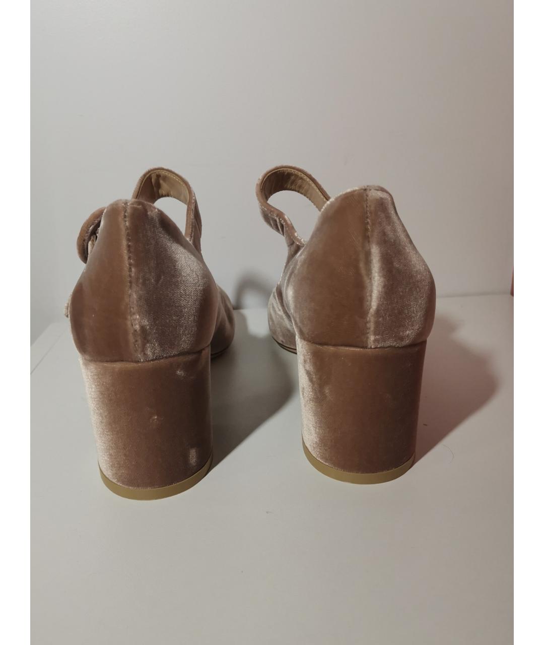GIANVITO ROSSI Бежевые бархатные туфли, фото 4