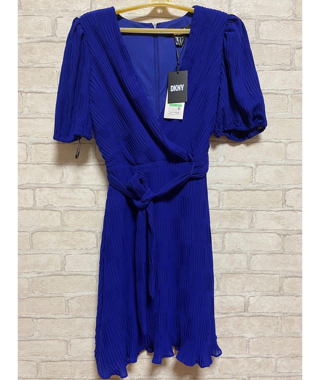 DKNY Синее полиэстеровое коктейльное платье, фото 6