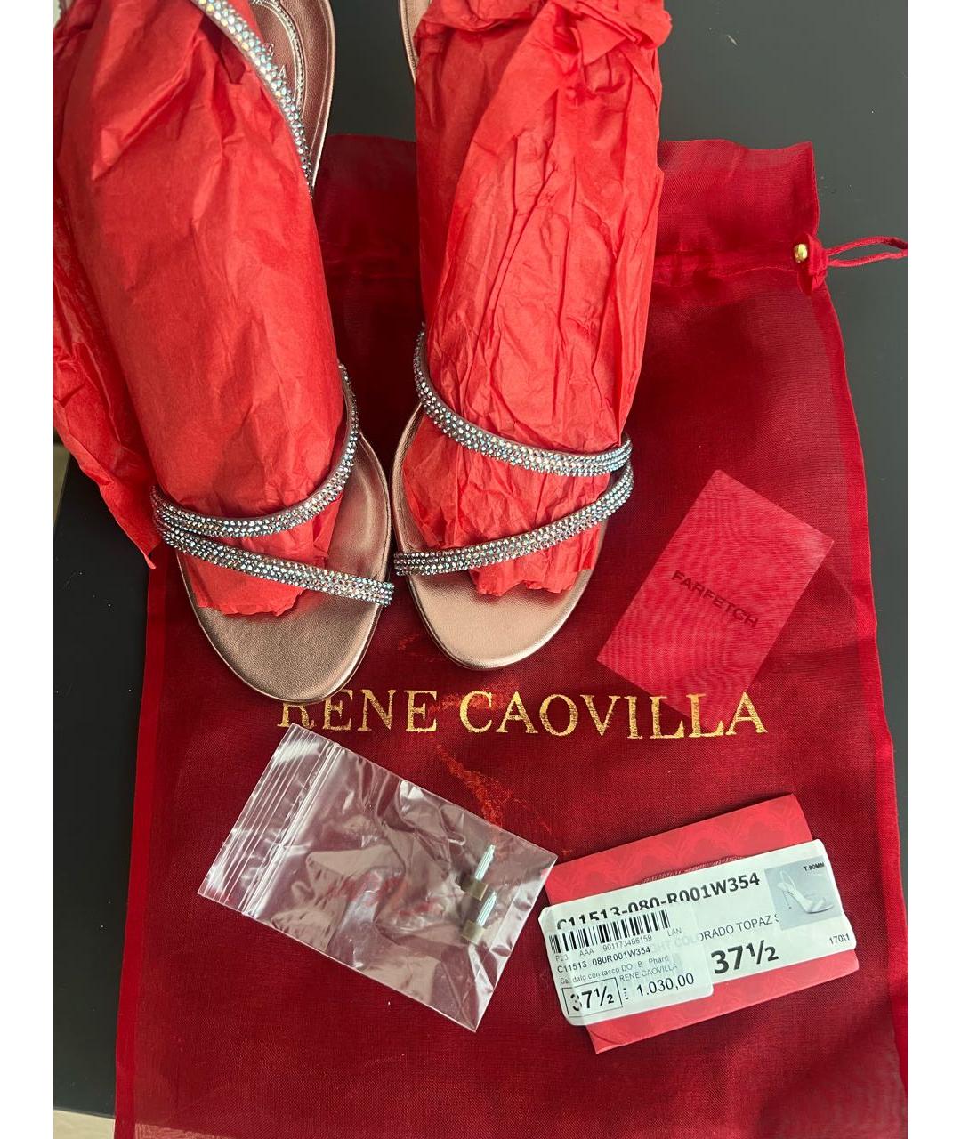 RENE CAOVILLA Розовые кожаные босоножки, фото 5