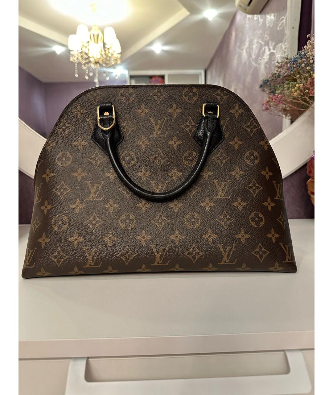 LOUIS VUITTON PRE-OWNED Коричневая кожаная сумка с короткими ручками, фото 3