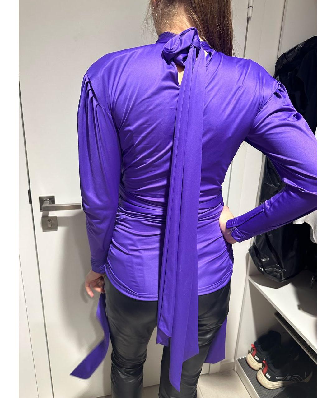 BALENCIAGA Фиолетовая полиэстеровая блузы, фото 5
