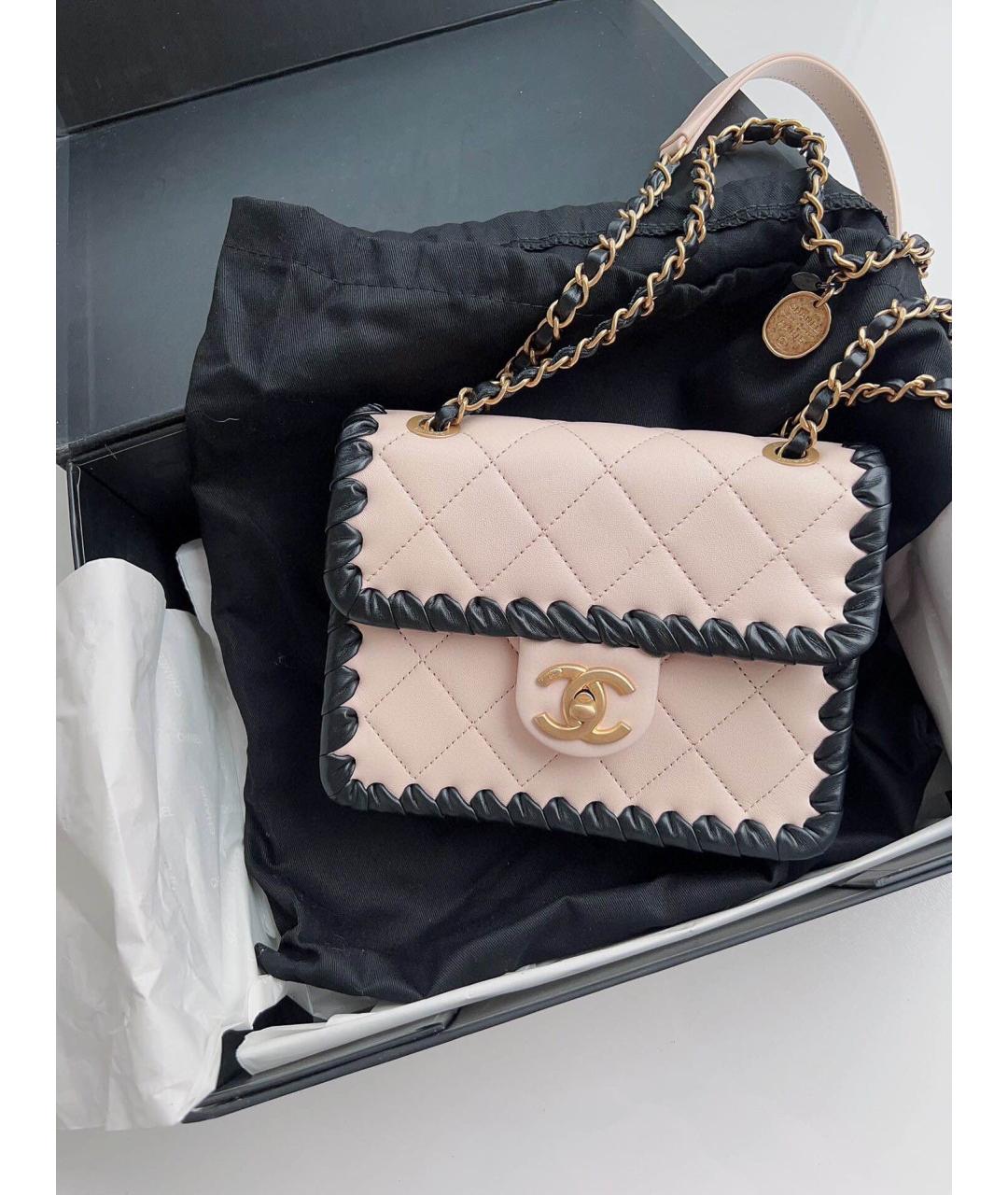 CHANEL Розовая кожаная сумка с короткими ручками, фото 8