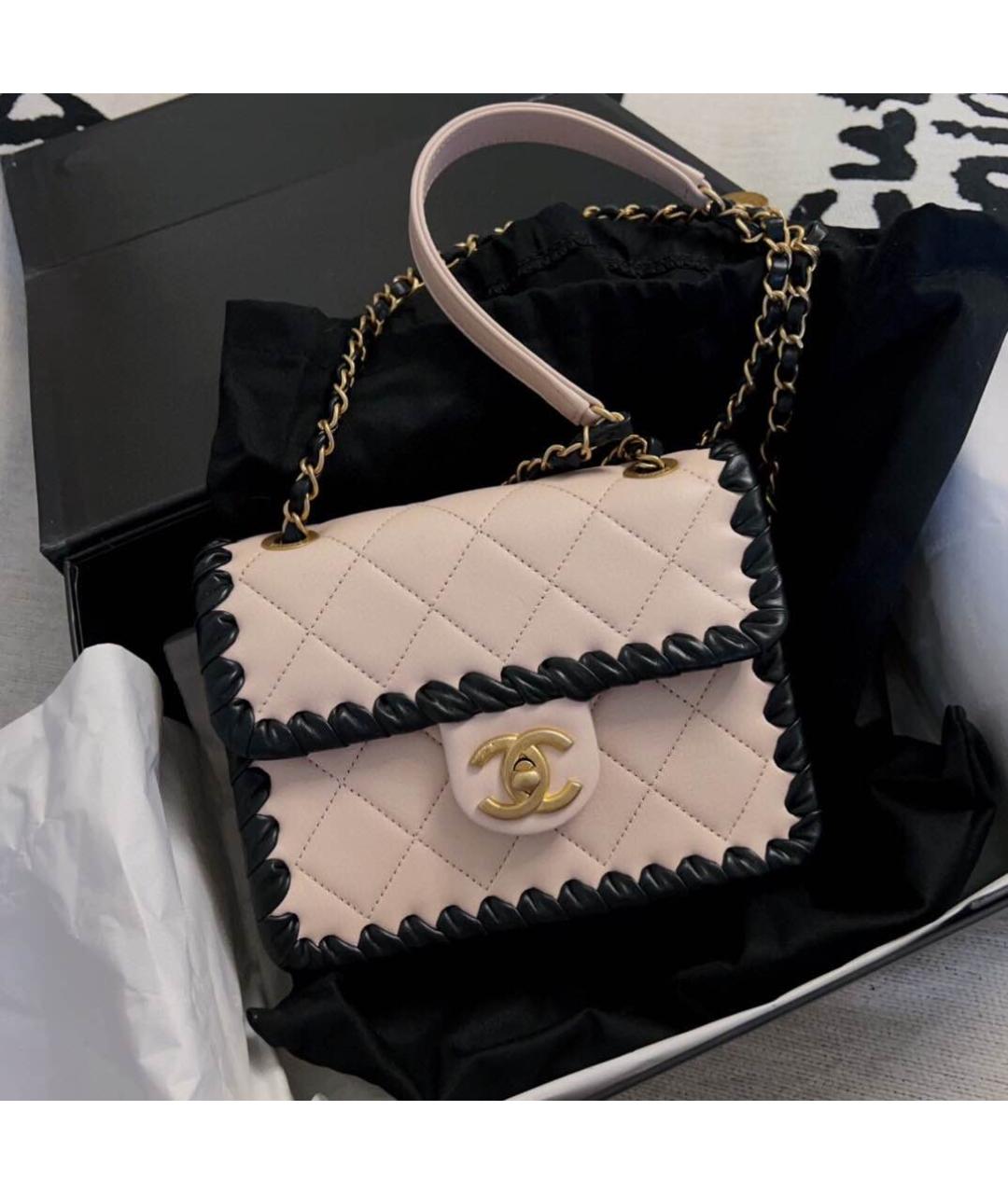 CHANEL Розовая кожаная сумка с короткими ручками, фото 3